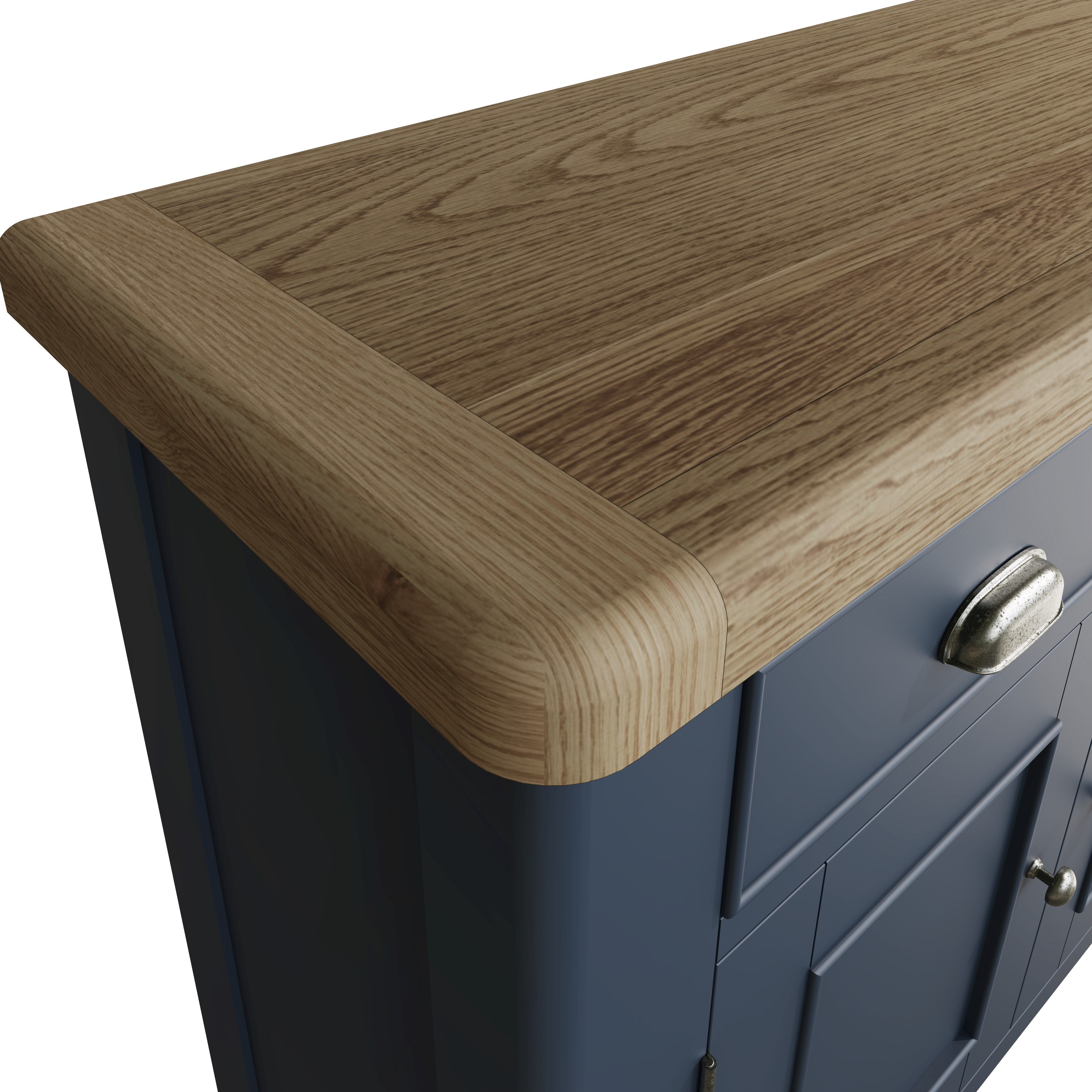 Wessex Smoked Oak Blue Painted Small 2 Drawer 2 Door Sideboard
