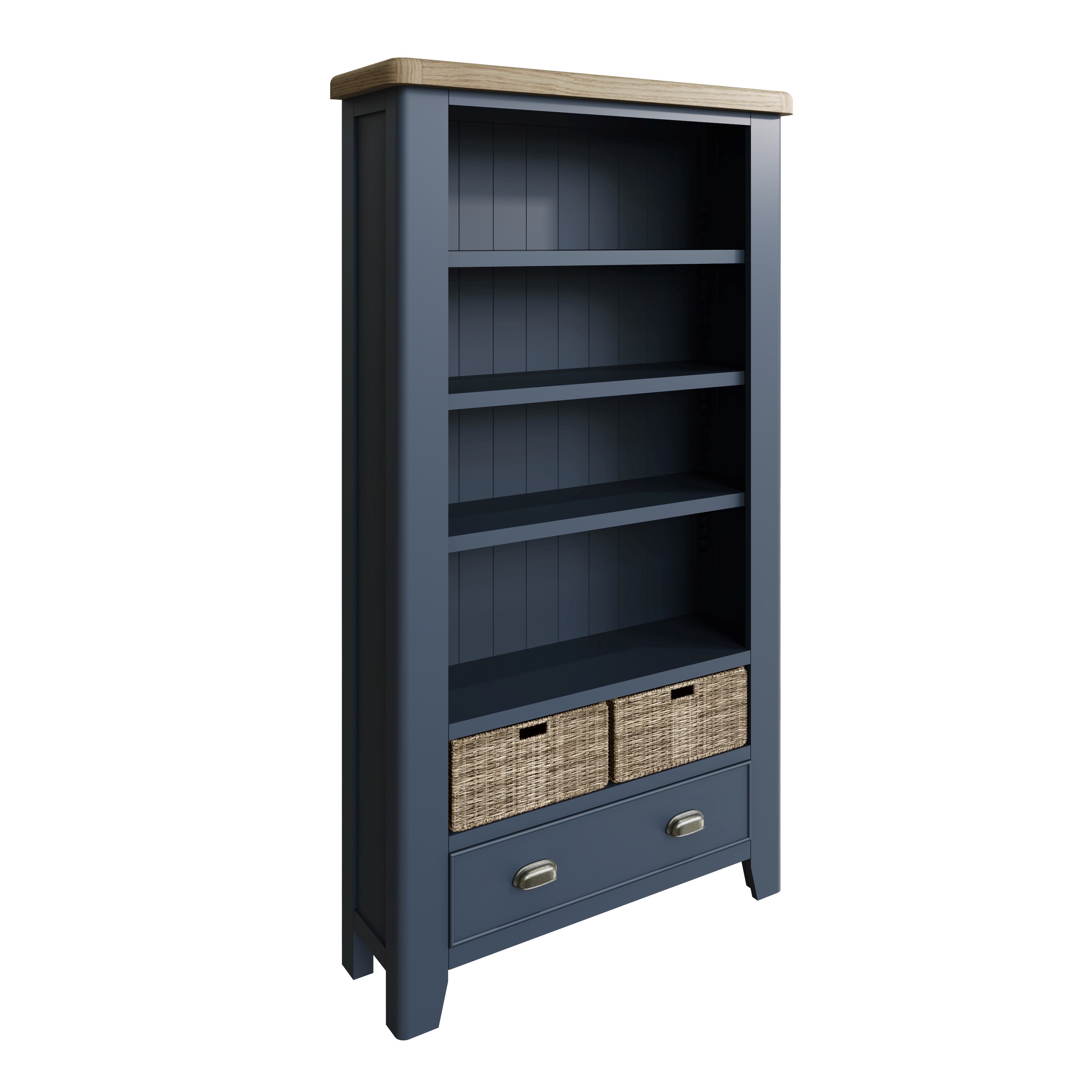 Wessex Smoked Oak Blue Painted Large Bookcase