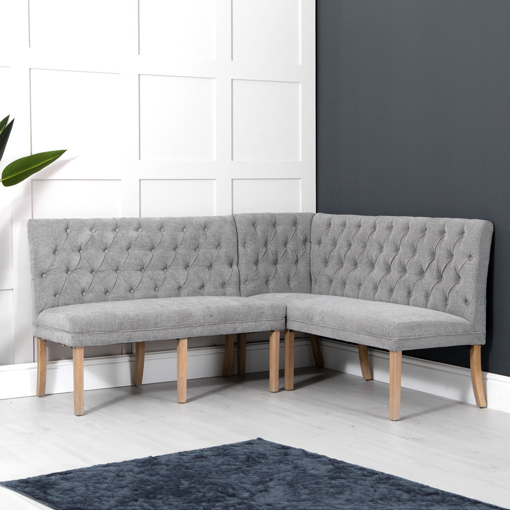 Carrington Grey 150cm Left Hand Button Back Dining Bench