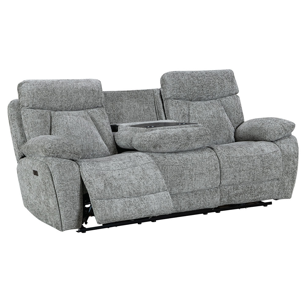 Venice Nickel Power 3 Seater Sofa with Console