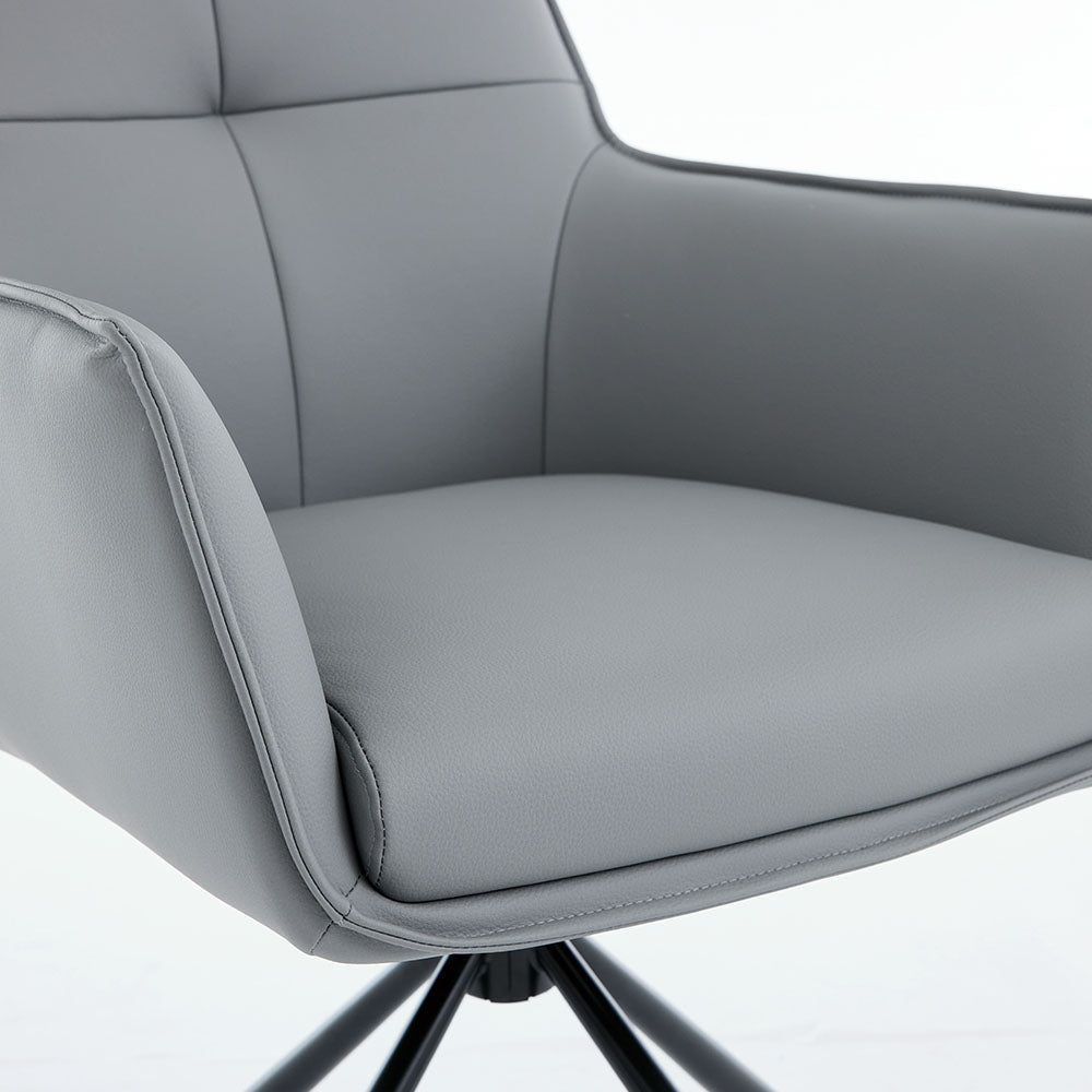 Dark Grey Luxe Cross Stitch Swivel Chair with Metal Legs - The Furniture Warehouse
