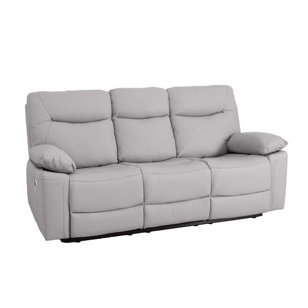 Florence Pearl Grey Power Recliner 3 Seater Sofa with Console