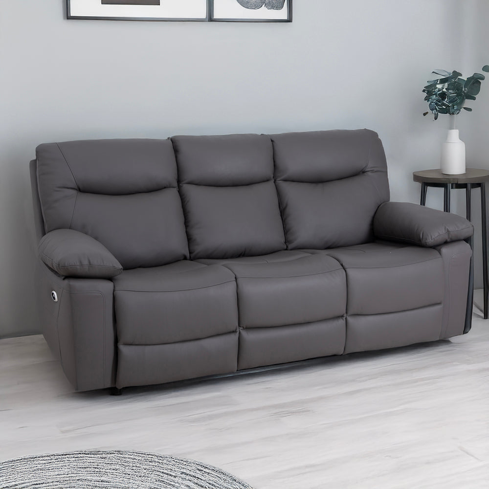 Florence Pewter Power Recliner 3 Seater Sofa with Console