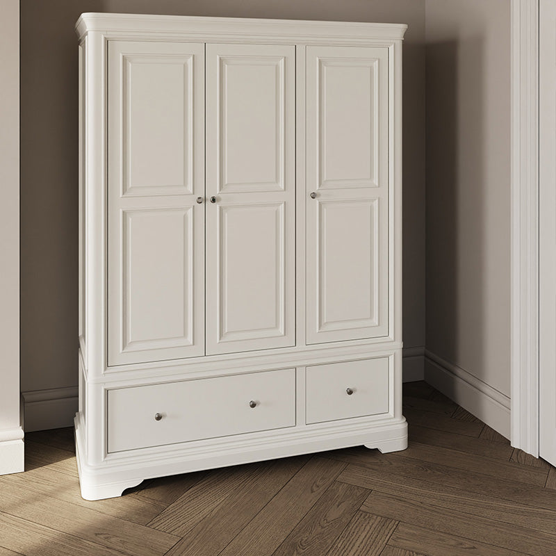 Harrington Bone Painted Triple Wardrobe