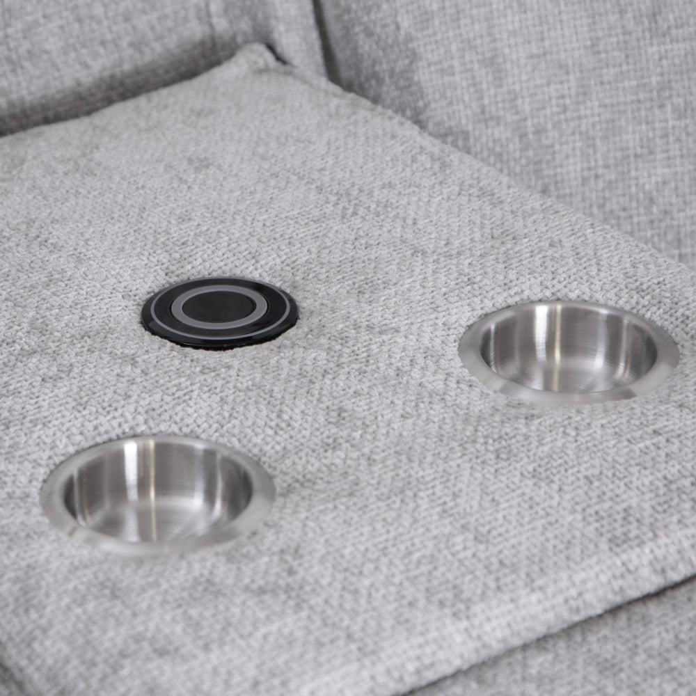 Rome Silver Power Corner Sofa with Console