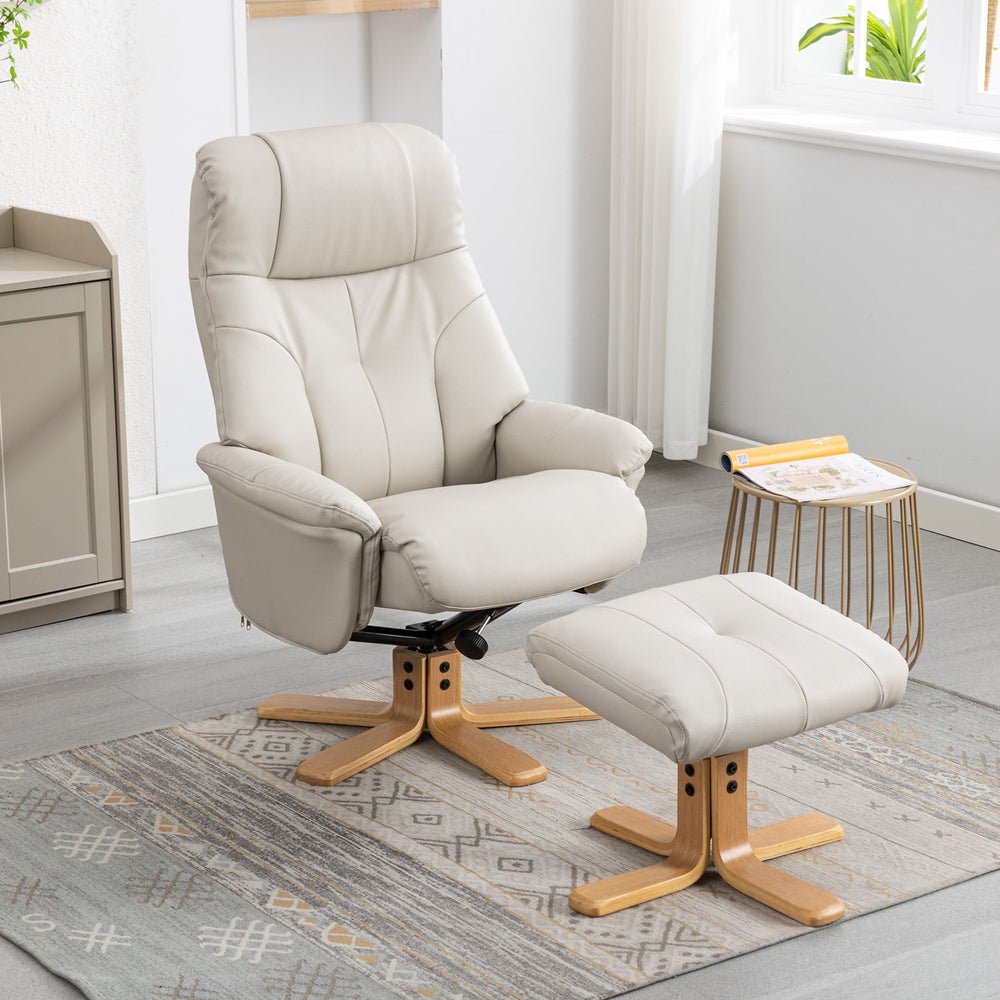 Dubai Swivel Recliner & Footstool - Mushroom - The Furniture Warehouse