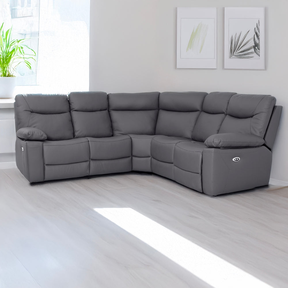 Florence Pewter Power Corner Sofa with Console