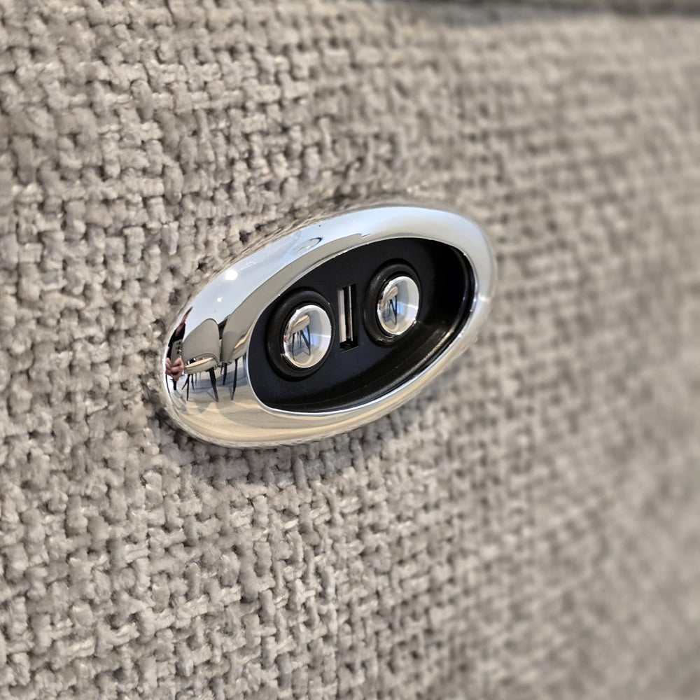 Rome Silver Power Corner Sofa with Console