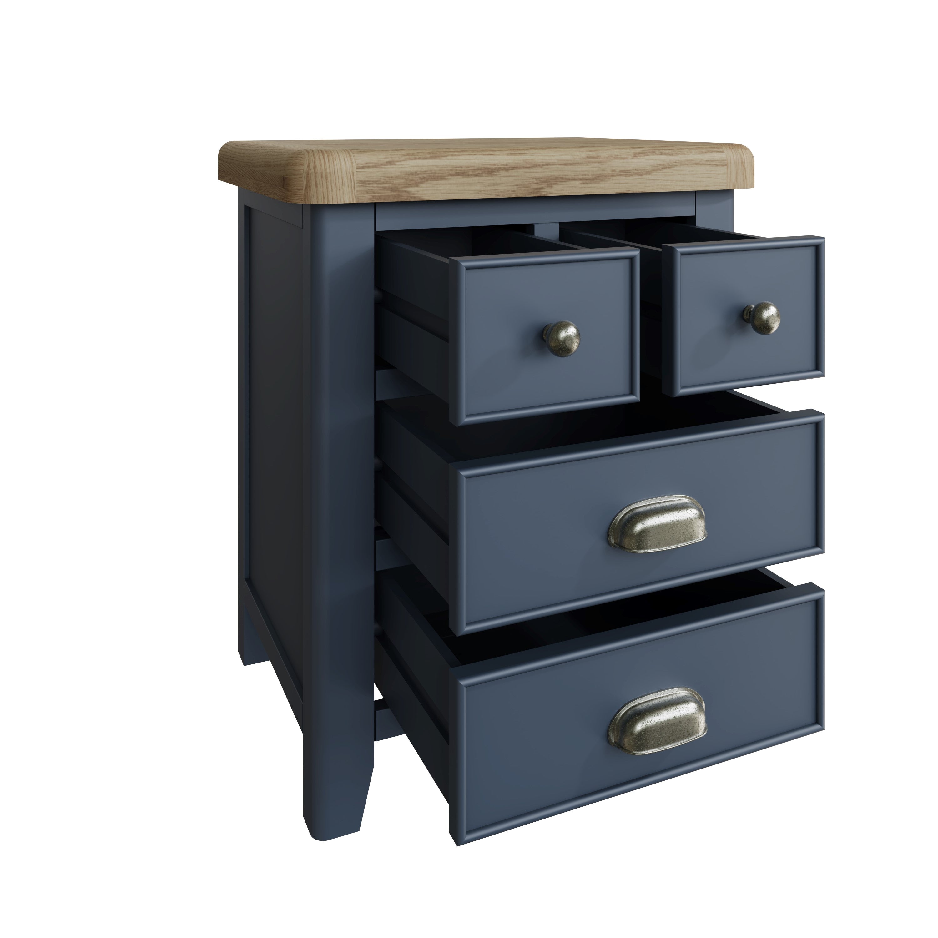 Wessex Smoked Oak Blue Painted Extra Large Bedside Table