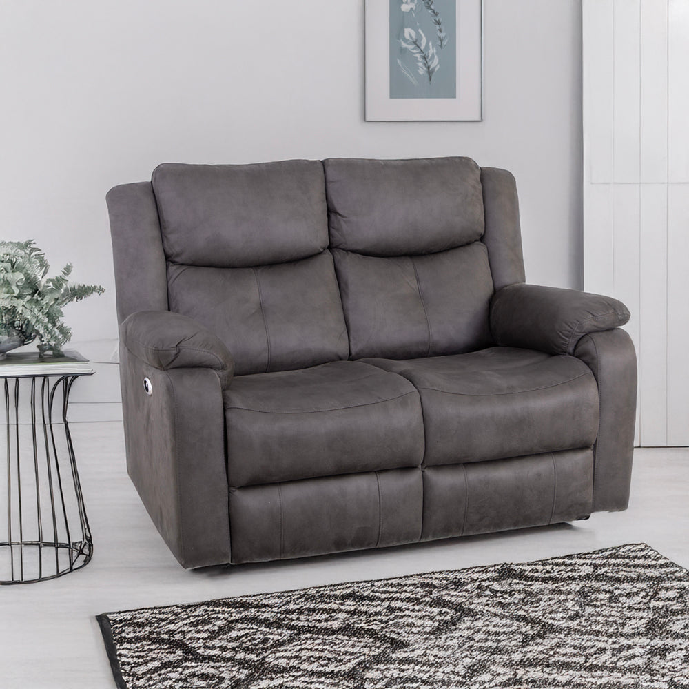 Rome Steel Power Recliner 2 Seater Sofa