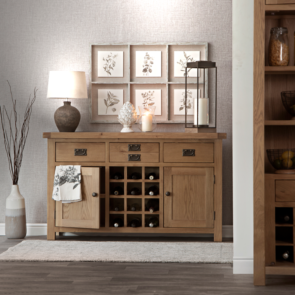 Winchester Oak Large Sideboard Wine Rack