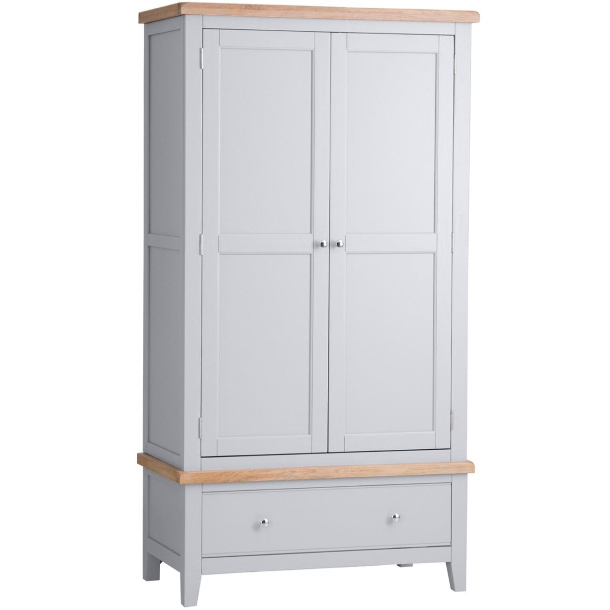 Eaton Grey Painted Oak Double Wardrobe - The Furniture Warehouse