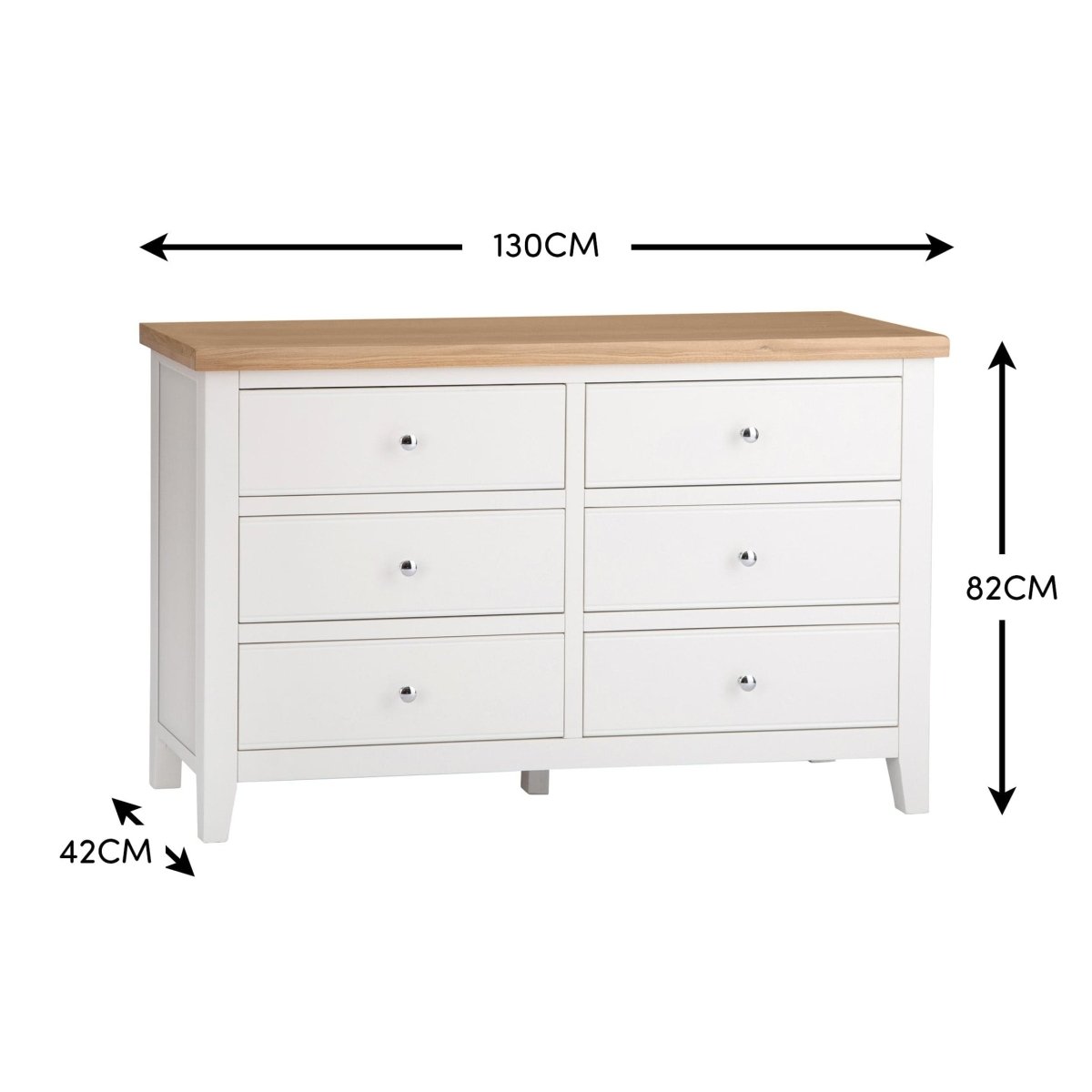 Eaton White Painted Oak 6 Drawer Chest - The Furniture Warehouse