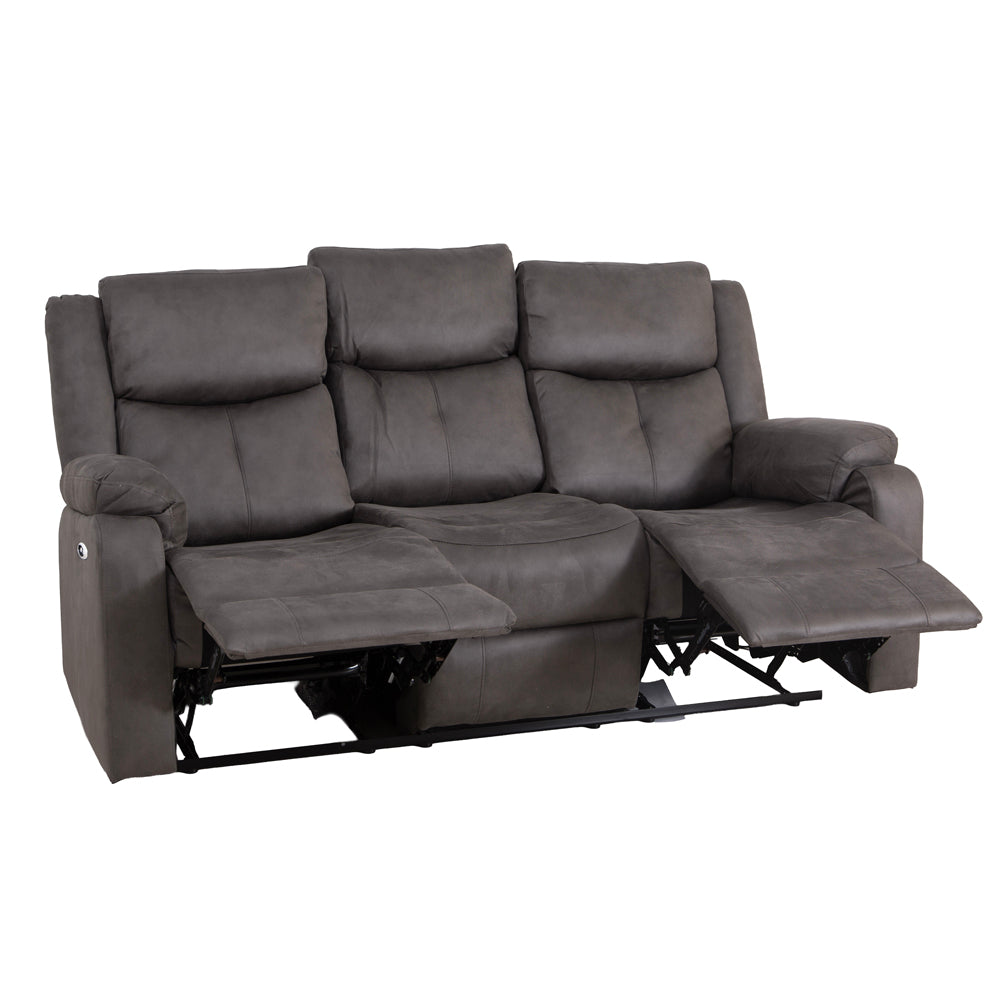 Rome Steel Power Recliner 3 Seater Sofa with Console