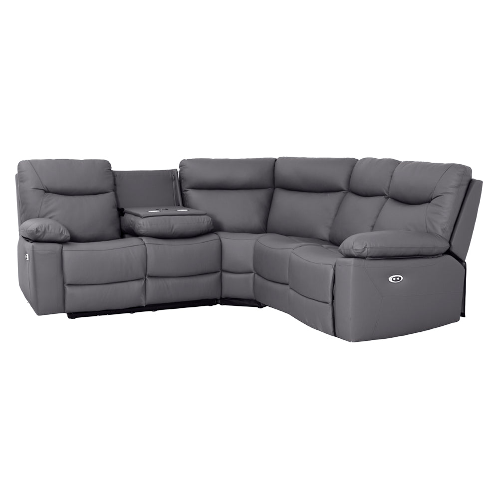 Florence Pewter Power Corner Sofa with Console