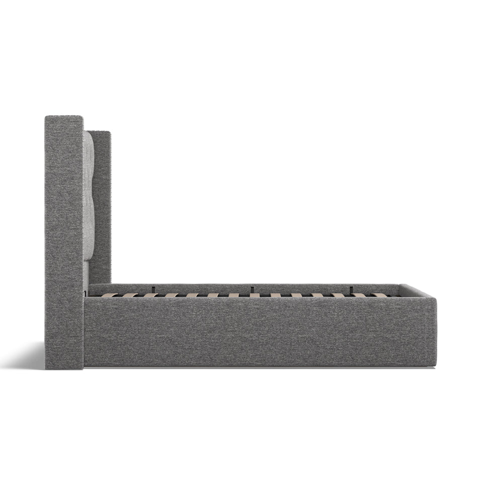 Lowick Grey Linen Double Upholstered Ottoman Bed Frame