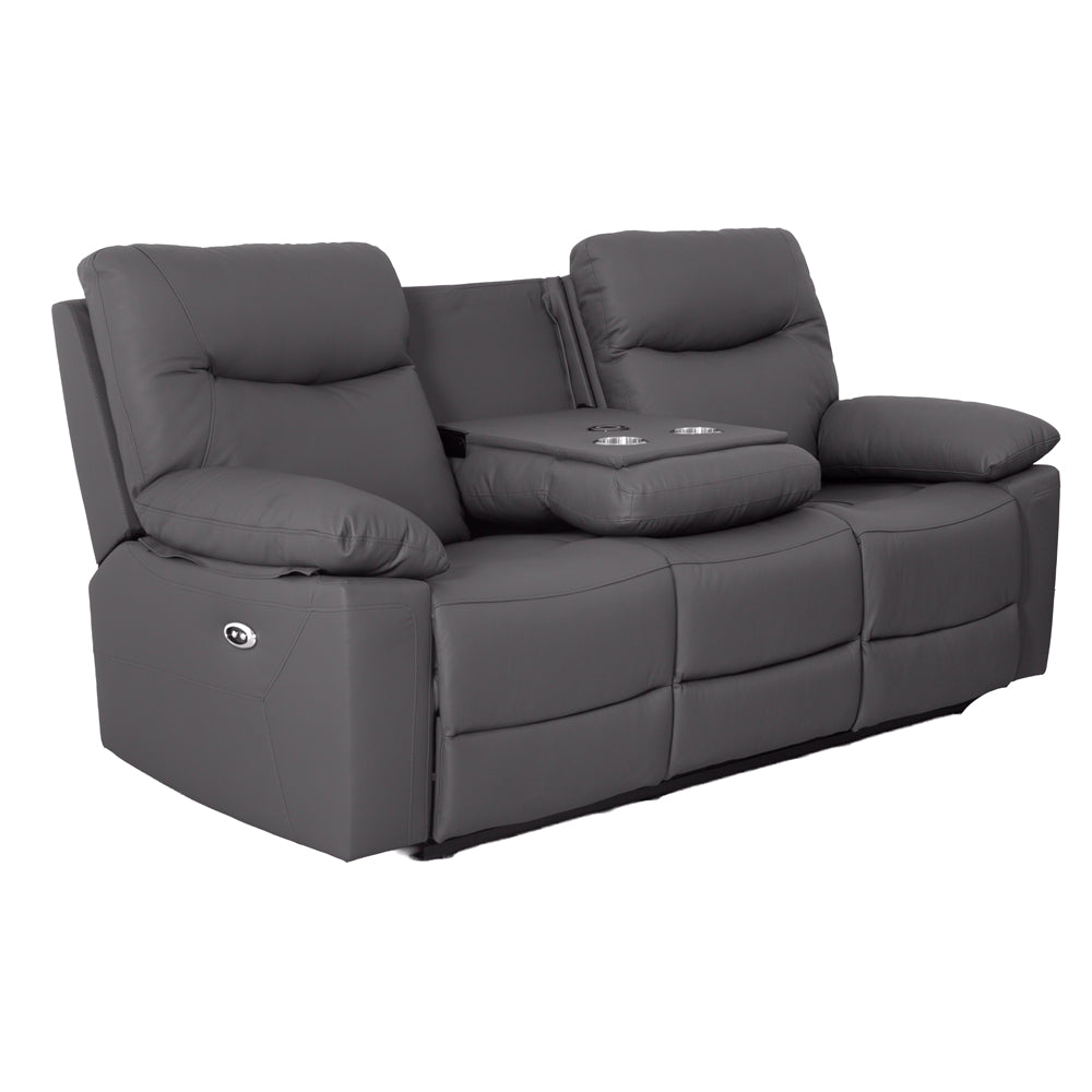 Florence Pewter Power Recliner 3 Seater Sofa with Console