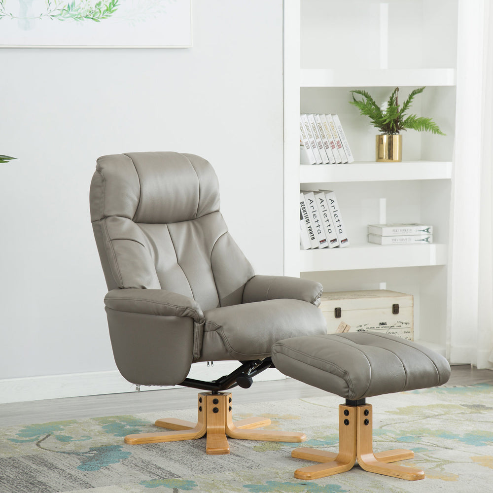 Rio Swivel Recliner & Footstool - Grey