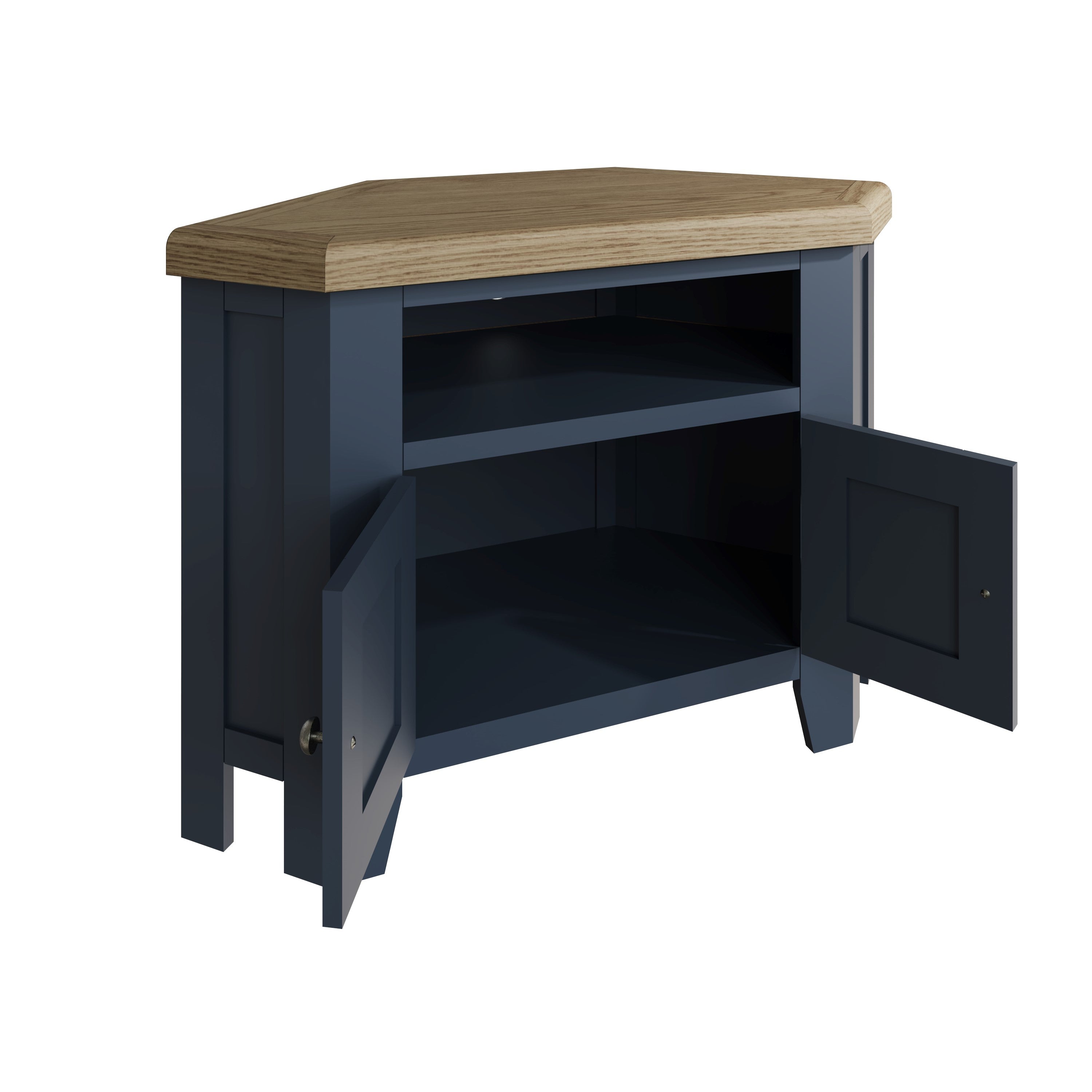 Wessex Smoked Oak Blue Painted Corner TV Unit