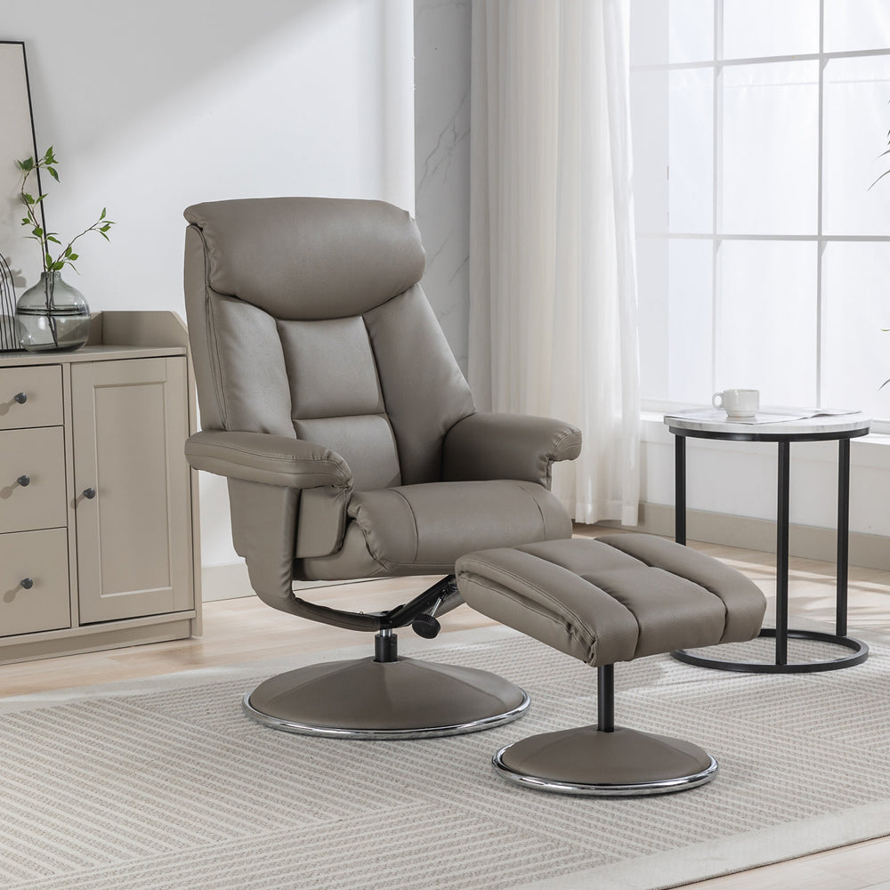 Biarritz Swivel Recliner & Footstool - Grey