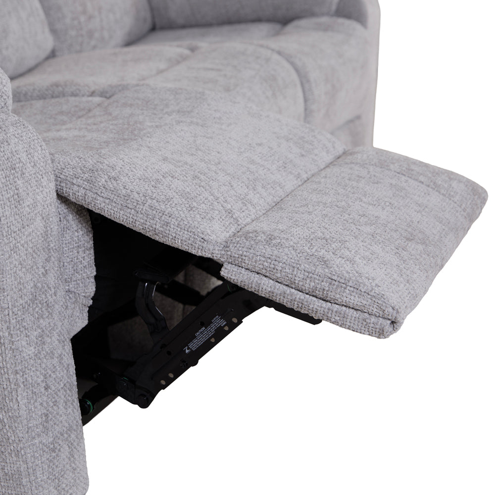 Rome Silver Power Recliner 3 Seater Sofa with Console