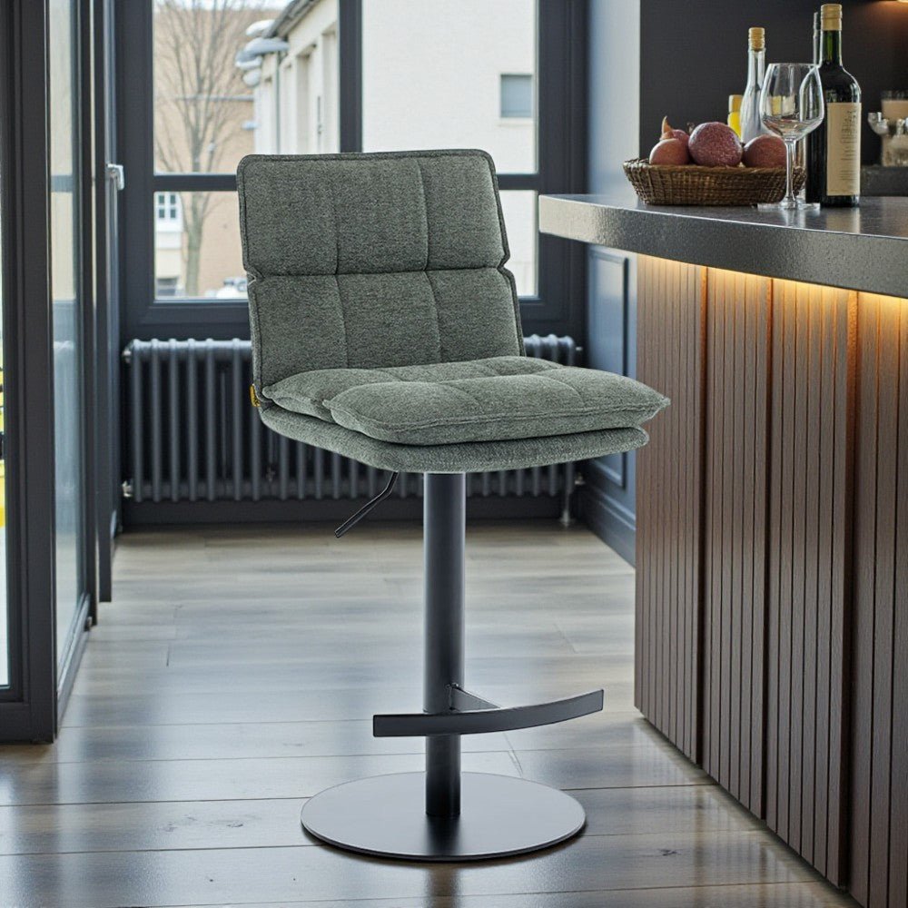 Forest Green Luxe Panel Stitch Bar Stool - The Furniture Warehouse