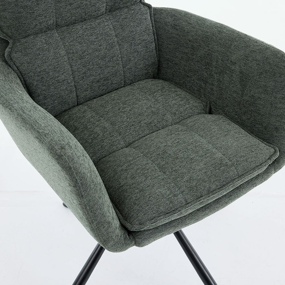 Forest Green Luxe Panel Stitch Swivel Chair with Metal Legs - The Furniture Warehouse