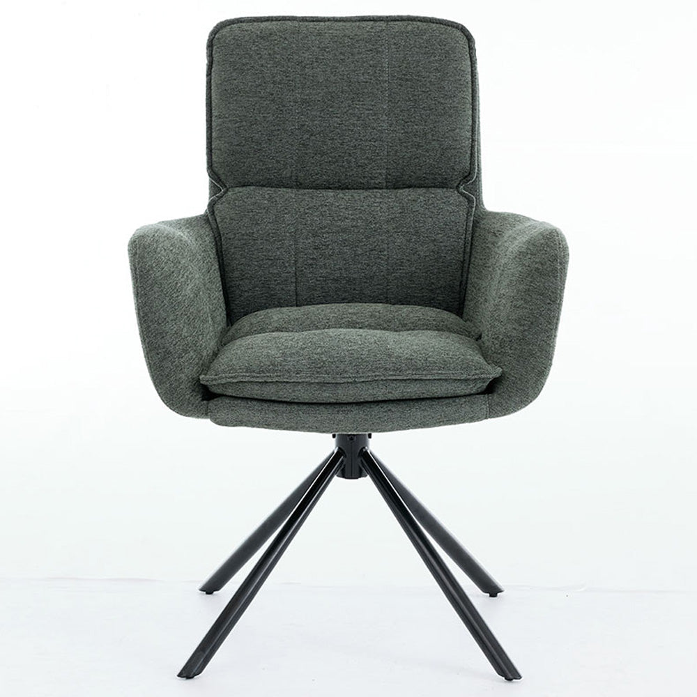 Forest Green Luxe Panel Stitch Swivel Chair with Metal Legs - The Furniture Warehouse
