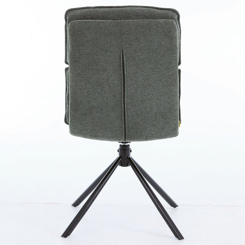 Forest Green Luxe Panel Stitch Swivel Chair with Metal Legs - The Furniture Warehouse