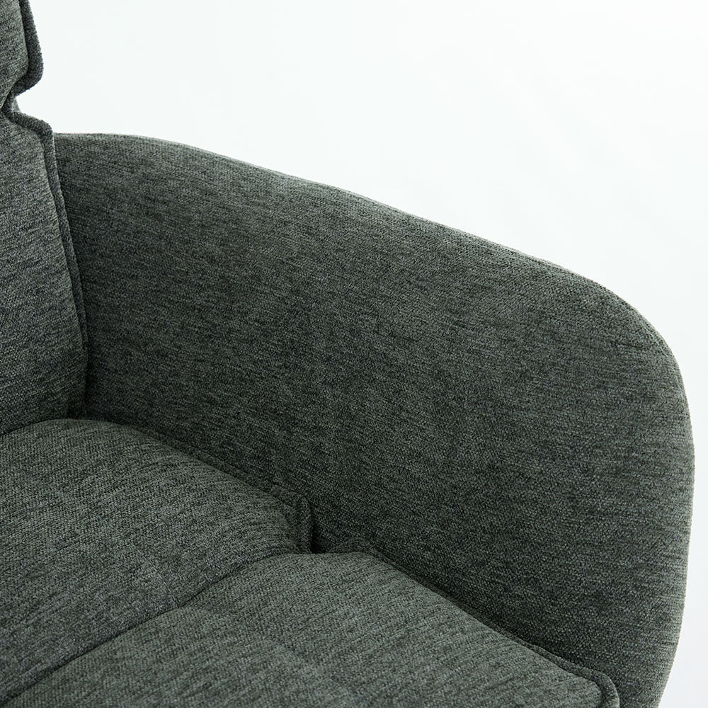Forest Green Luxe Panel Stitch Swivel Chair with Wooden Legs - The Furniture Warehouse