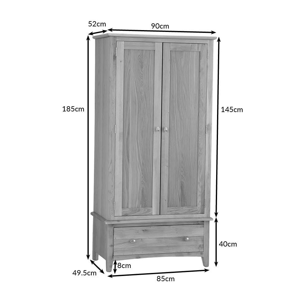 Gloucester Oak 2 Door Wardrobe with Drawer