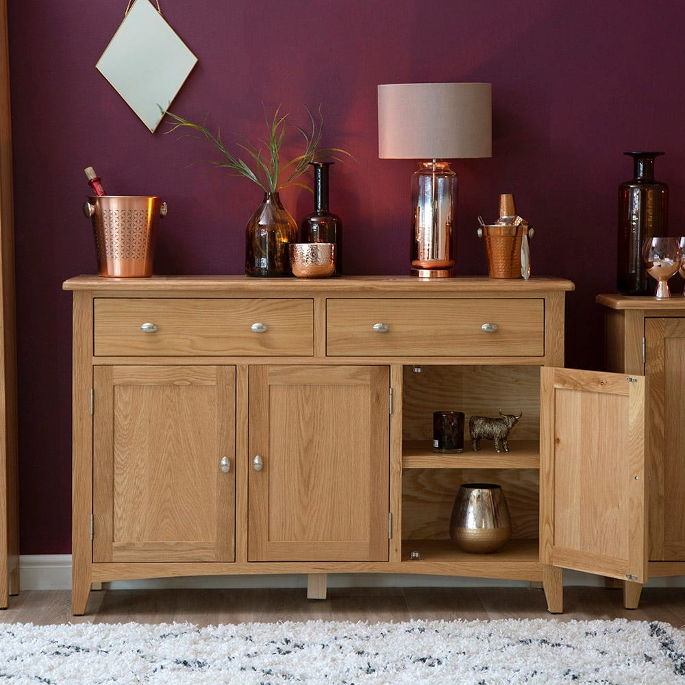 Gloucester Oak 3 Door 2 Drawer Large Sideboard