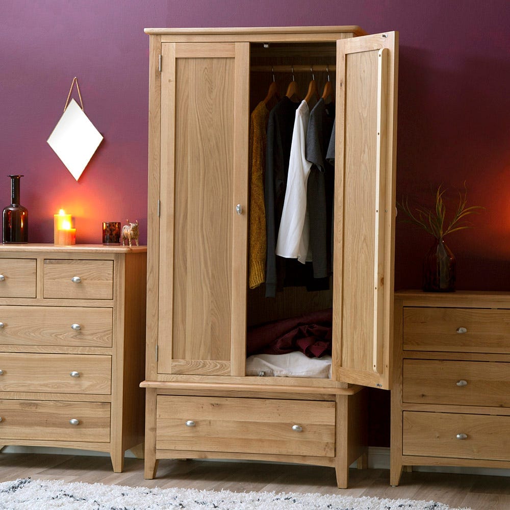 Gloucester Oak 2 Door Wardrobe with Drawer