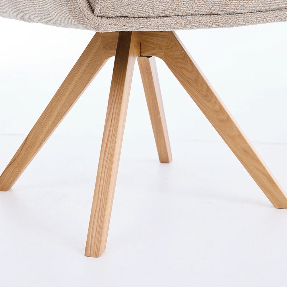 Grey High Back Swivel Chair with Wooden Legs - The Furniture Warehouse