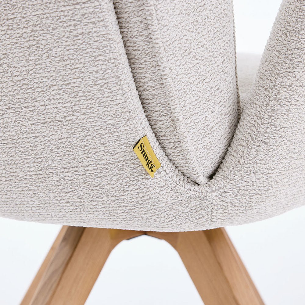 Grey High Back Swivel Chair with Wooden Legs - The Furniture Warehouse