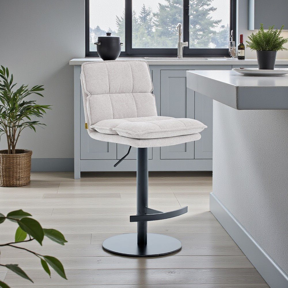Grey Luxe Panel Stitch Bar Stool - The Furniture Warehouse