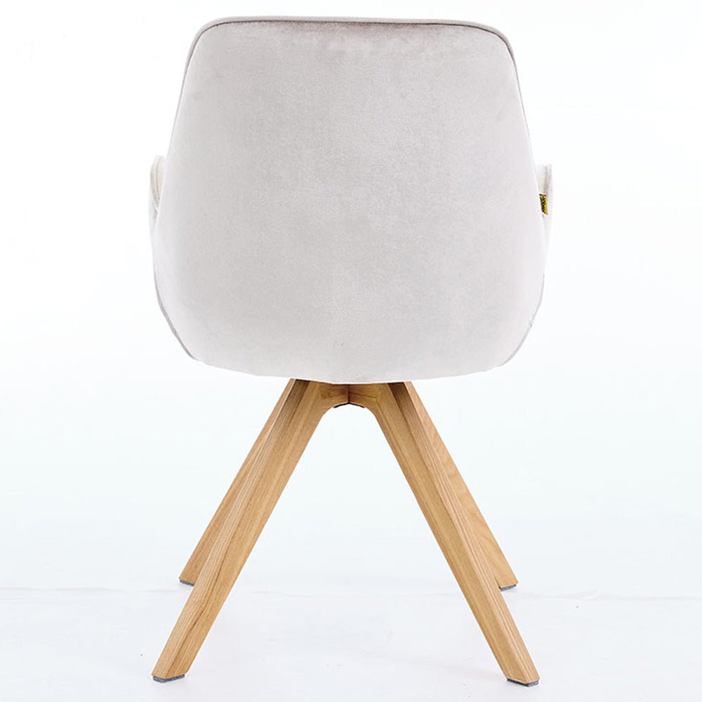 Grey Luxe T Stitch Swivel Chair with Wooden Legs - The Furniture Warehouse