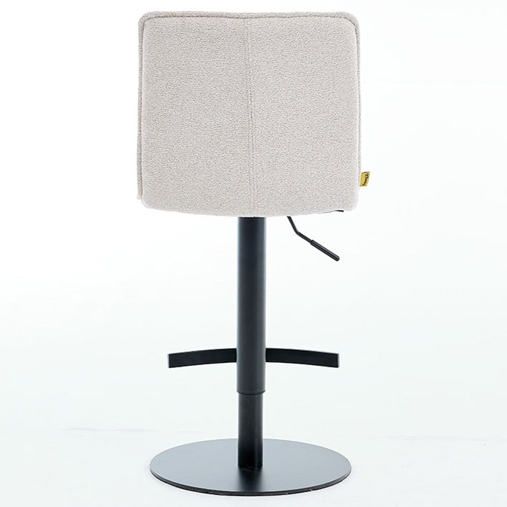 Grey Panel Stitch Bar Stool with Metal Legs - The Furniture Warehouse