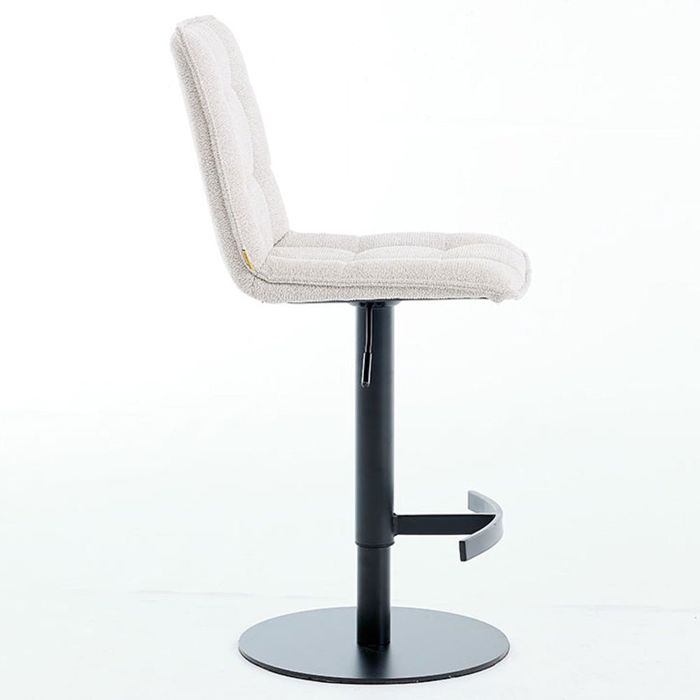 Grey Panel Stitch Bar Stool with Metal Legs - The Furniture Warehouse