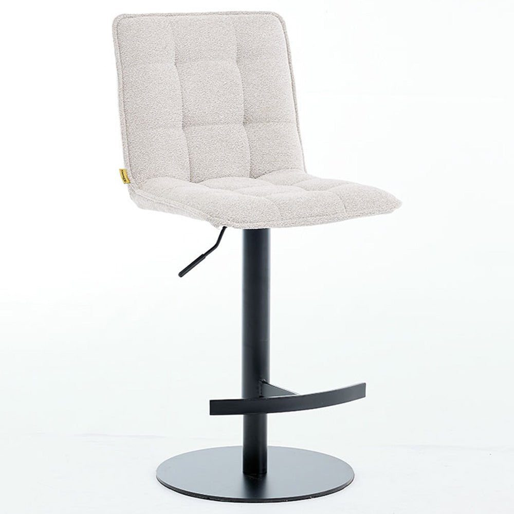 Grey Panel Stitch Bar Stool with Metal Legs - The Furniture Warehouse