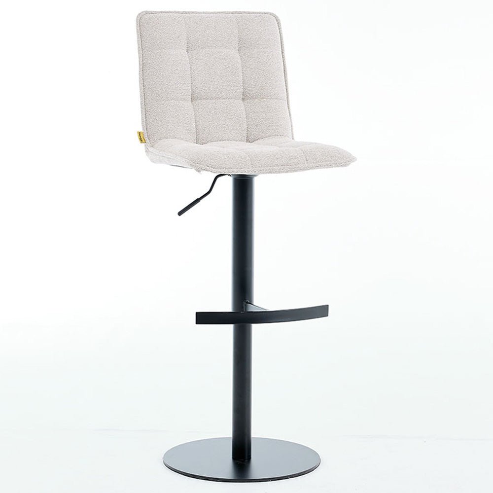 Grey Panel Stitch Bar Stool with Metal Legs - The Furniture Warehouse