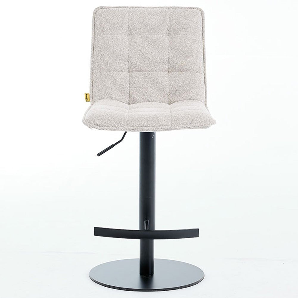 Grey Panel Stitch Bar Stool with Metal Legs - The Furniture Warehouse