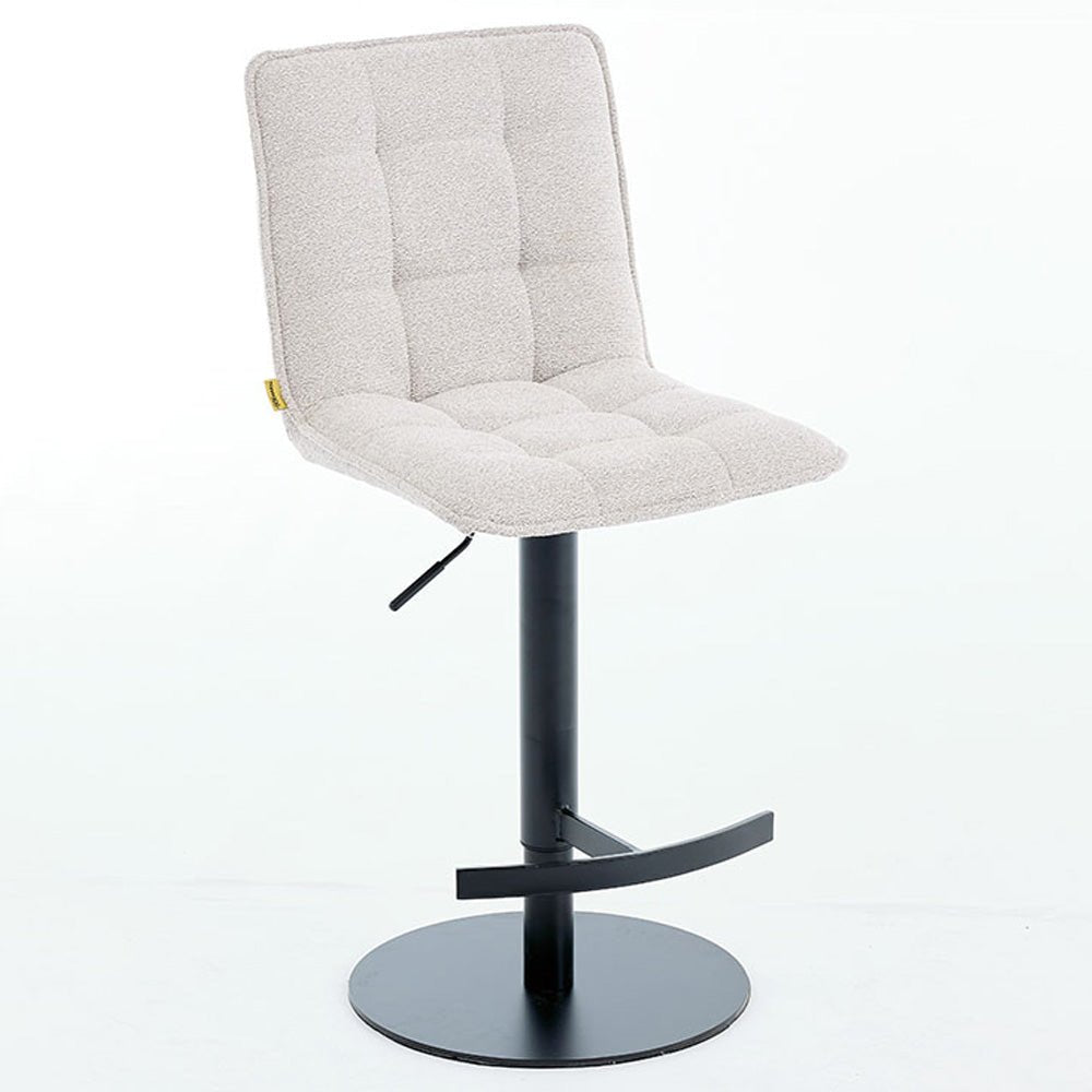 Grey Panel Stitch Bar Stool with Metal Legs - The Furniture Warehouse