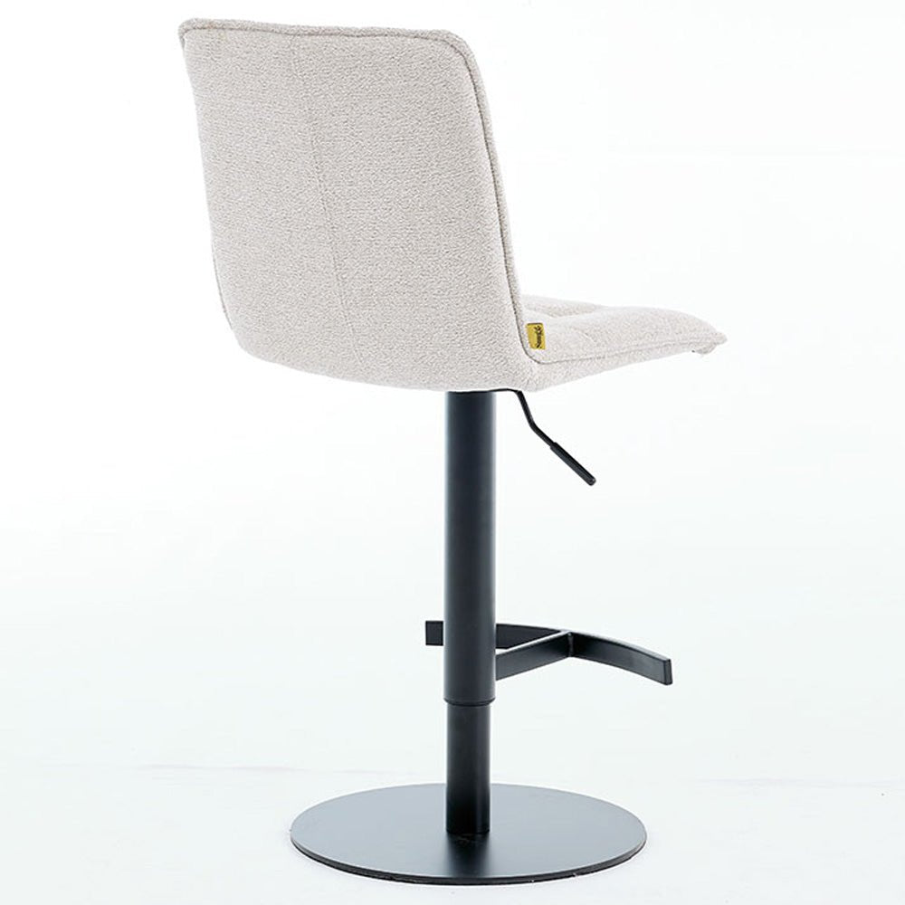 Grey Panel Stitch Bar Stool with Metal Legs - The Furniture Warehouse