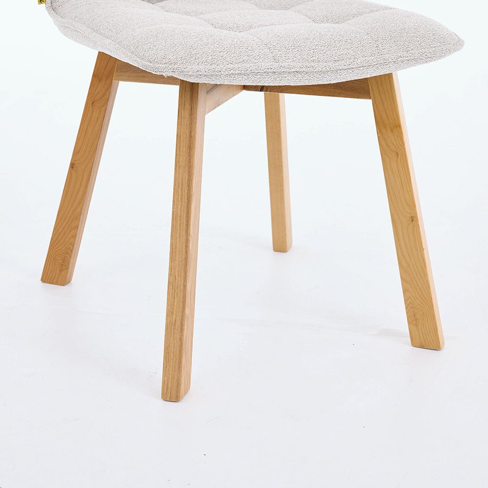 Grey Panel Stitch Chair with Wooden Legs - The Furniture Warehouse