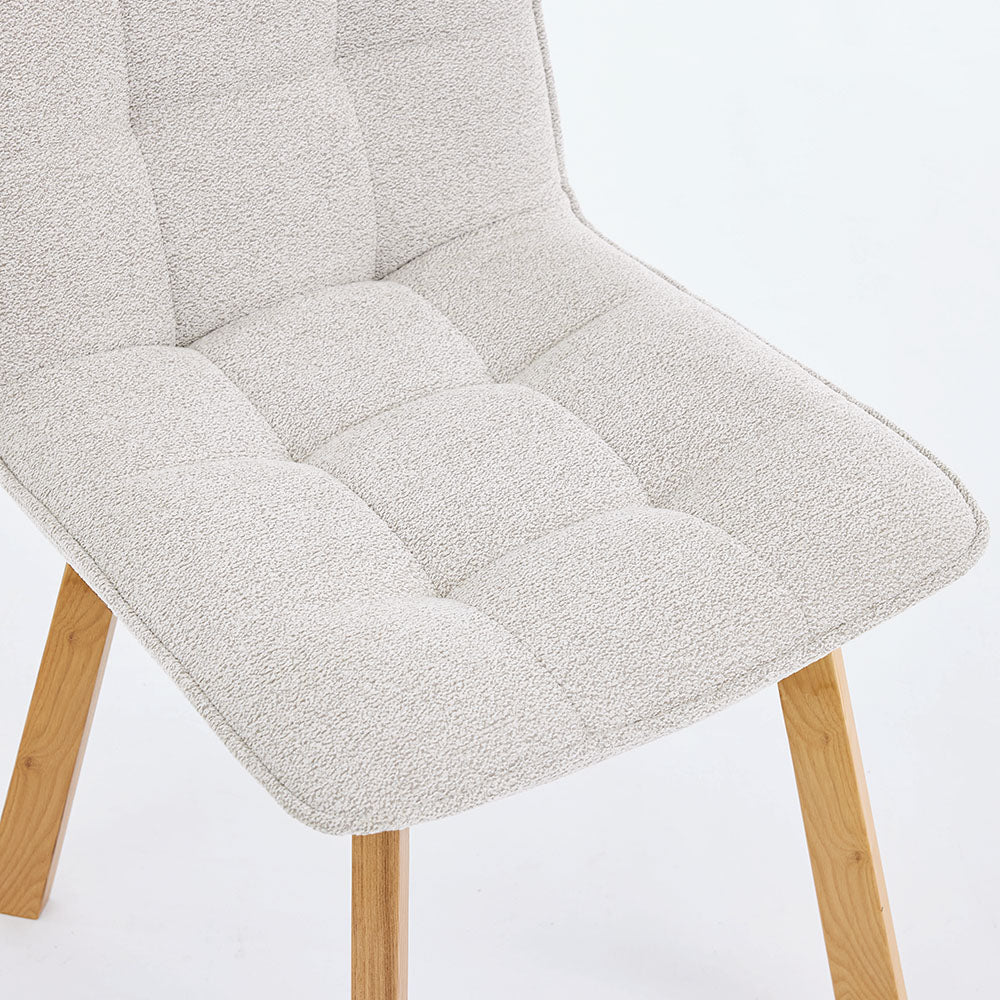 Grey Panel Stitch Chair with Wooden Legs - The Furniture Warehouse