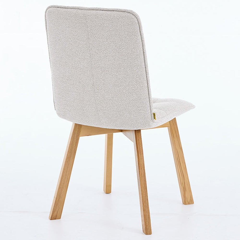 Grey Panel Stitch Chair with Wooden Legs - The Furniture Warehouse