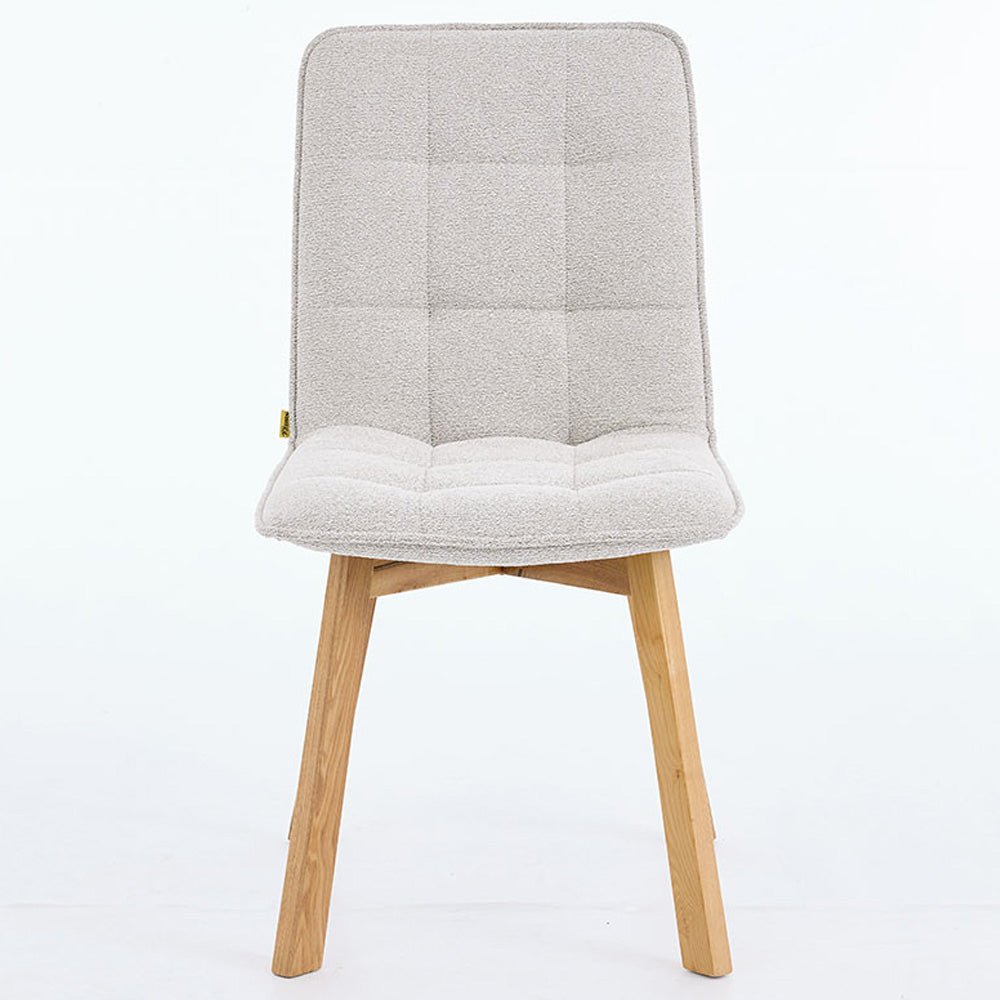 Grey Panel Stitch Chair with Wooden Legs - The Furniture Warehouse