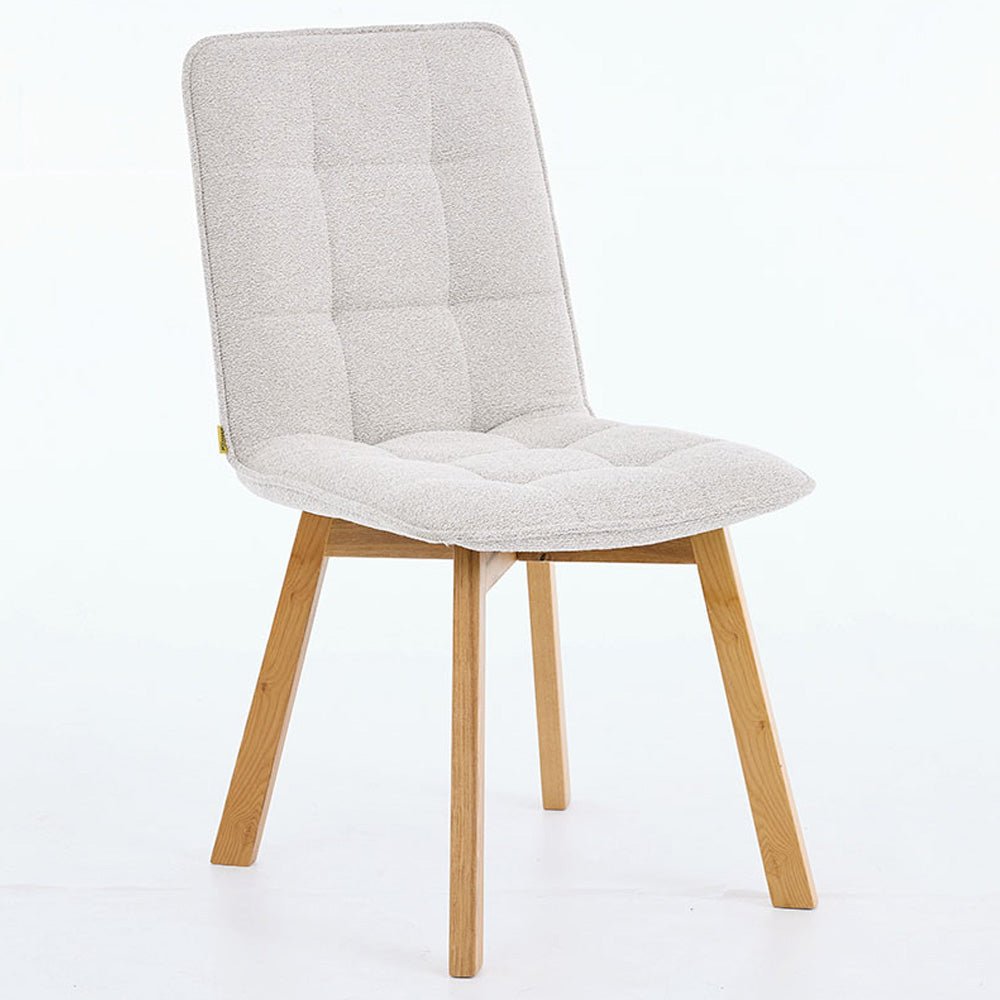Grey Panel Stitch Chair with Wooden Legs - The Furniture Warehouse