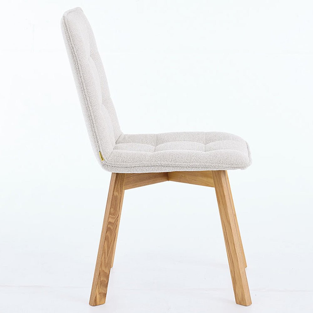 Grey Panel Stitch Chair with Wooden Legs - The Furniture Warehouse